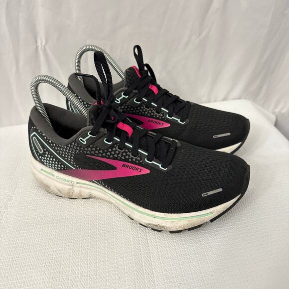 Brooks Shoes - Brooks Ghost 14 Shoes Womens Size 9 B Black Pink Running Sneakers